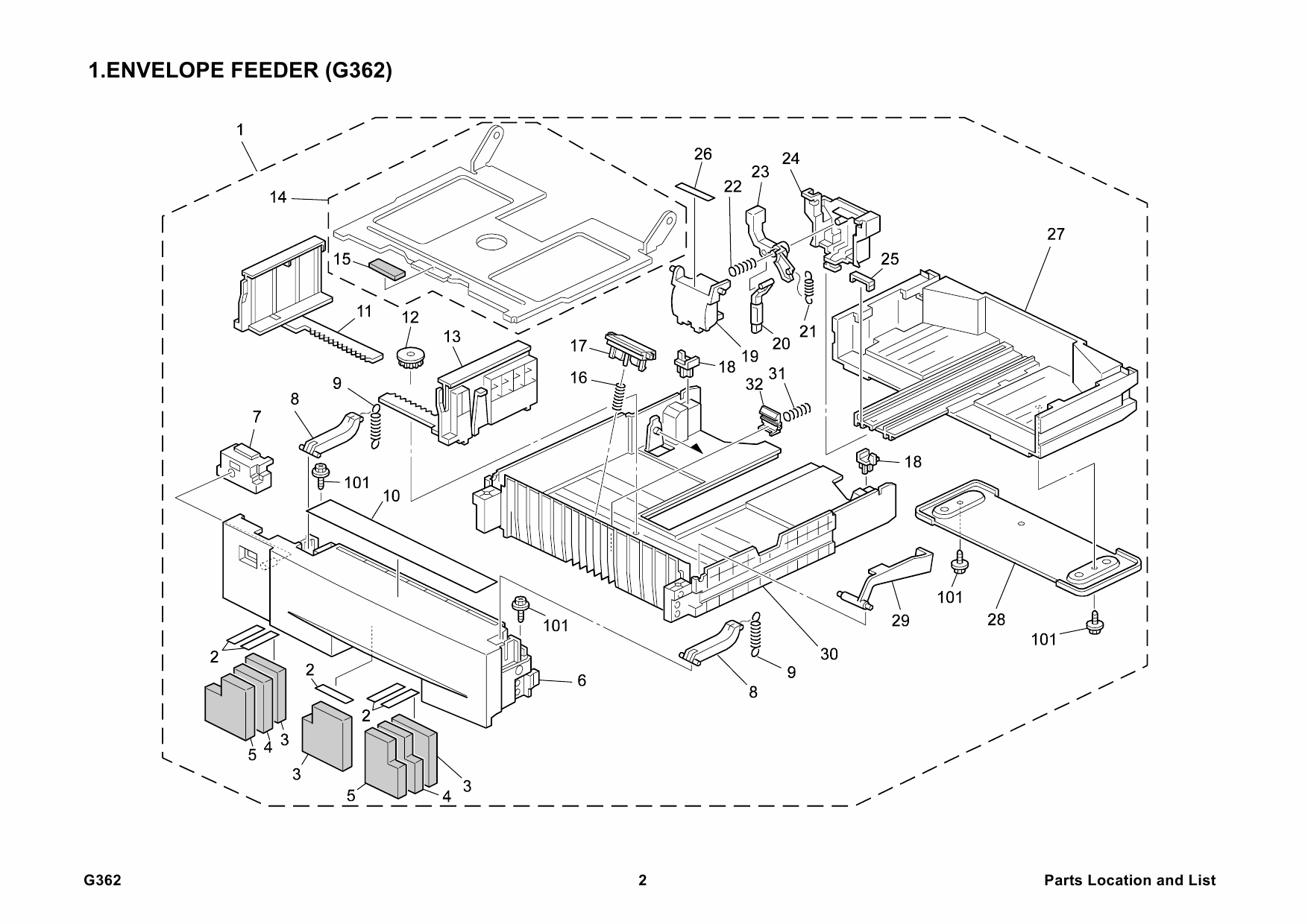 RICOH Options G362 ENVELOPE-FEEDER-TYPE-400 Parts Catalog PDF download-2